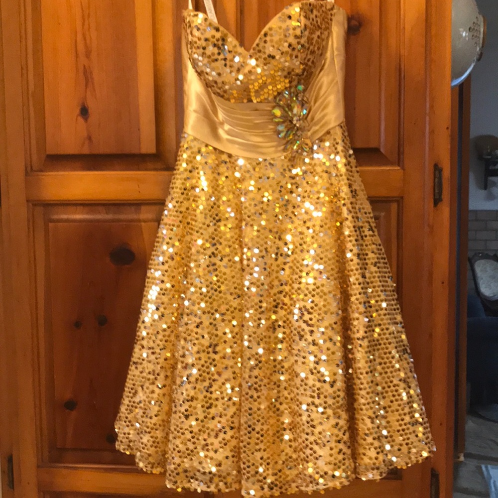 Gold sequin cocktail dress